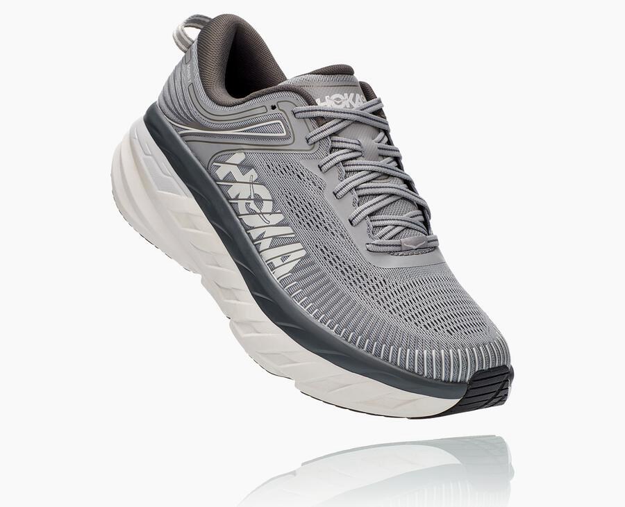 Hoka One One Bondi 7 - Men's Running Shoes - Grey - UK 512GCKNZY